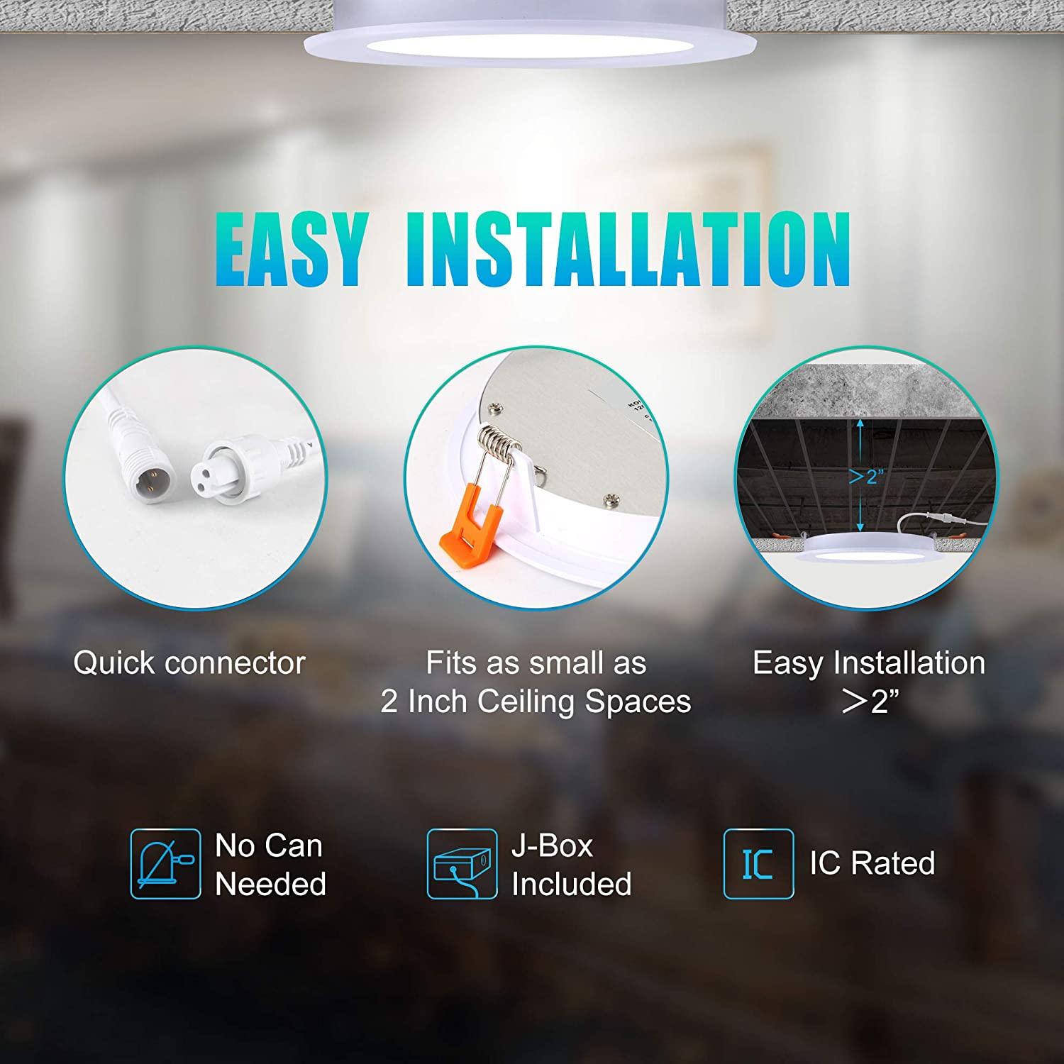 24 Pack LED Recessed Lighting, 4 Inch Slim Panel 9W 900LM 3000K/4000K/5000K Selectable - Carrier LED
