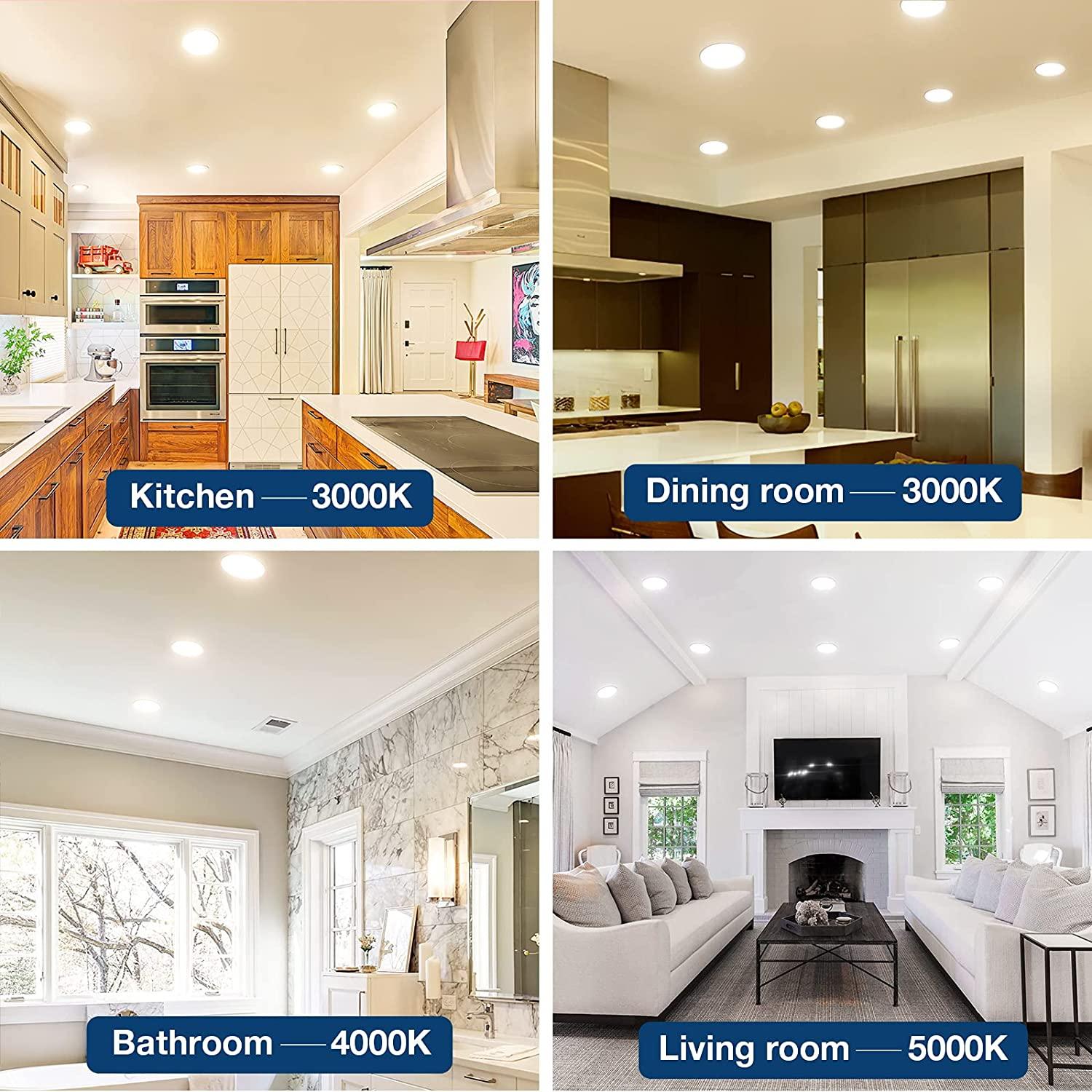 24 Pack LED Recessed Lighting, 4 Inch Slim Panel 9W 900LM 3000K/4000K/5000K Selectable - Carrier LED