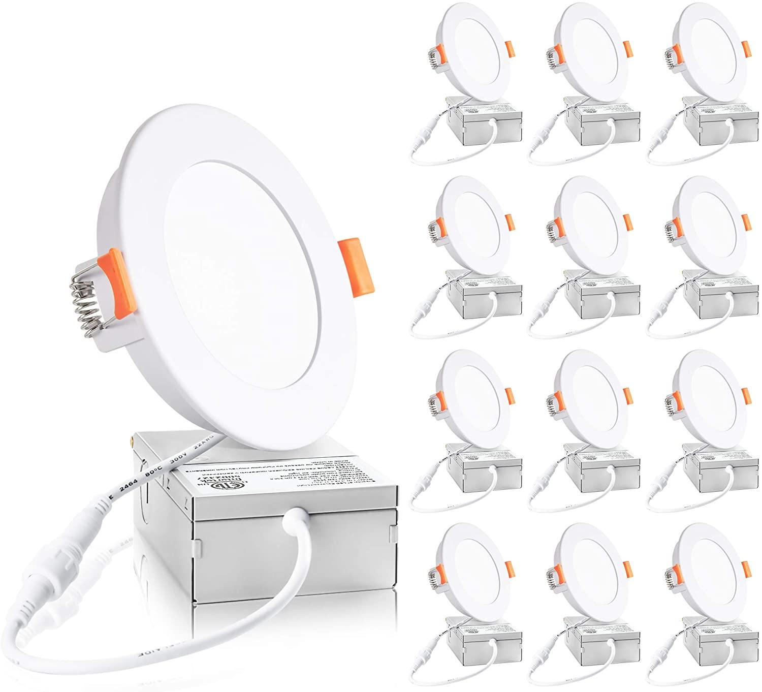 24 Pack LED Recessed Lighting, 4 Inch Slim Panel 9W 900LM 3000K/4000K/5000K Selectable - Carrier LED