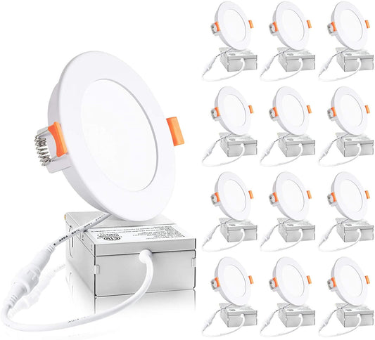 24 Pack LED Recessed Lighting, 4 Inch Slim Panel 9W 900LM 3000K/4000K/5000K Selectable - Carrier LED