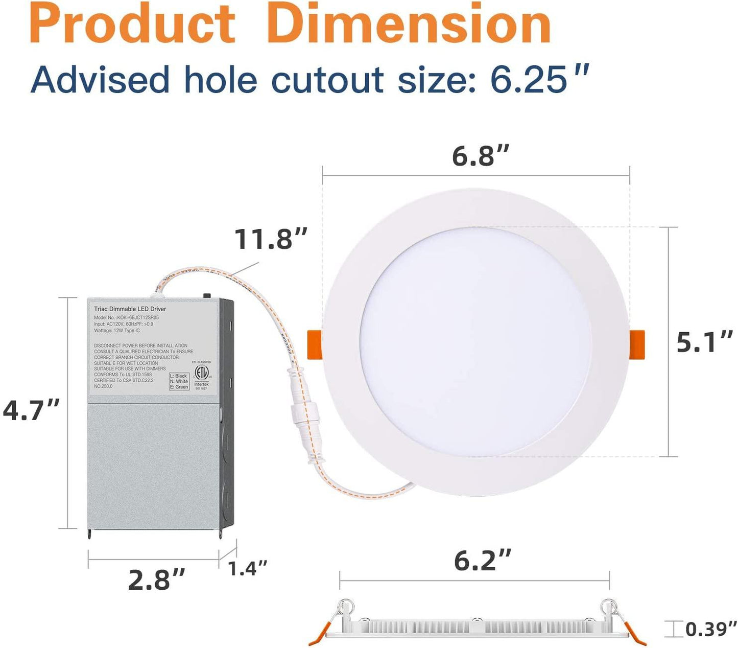 24 Pack LED Recessed Lighting, 6 Inch Slim Panel 15W 1150LM 2700K/3000K/3500K/4000K/5000K Selectable - Carrier LED
