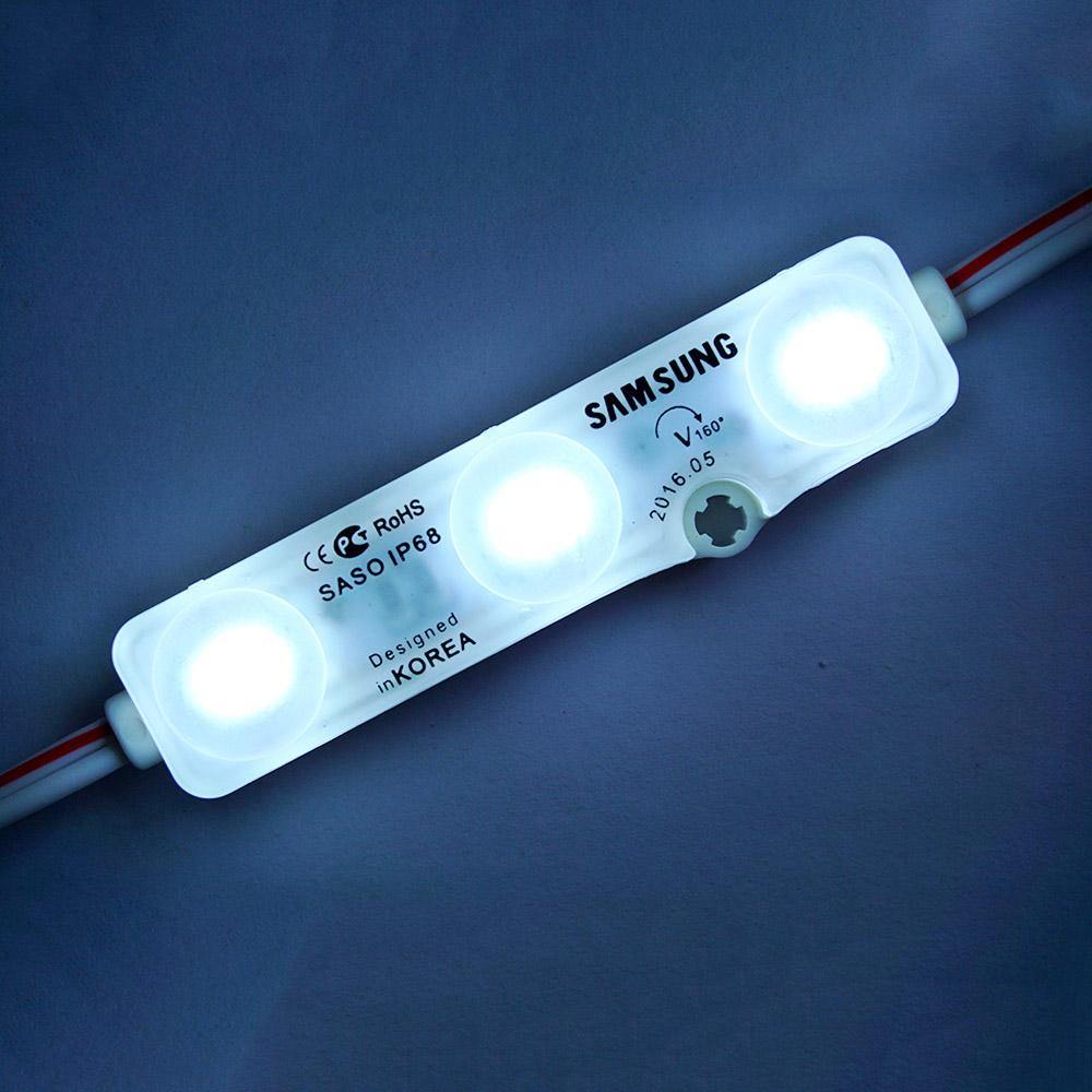 Cool White Color 3 LED Light Modules | Clear Lens 8700K CCT | 12V - IP68 Waterproof (100pcs Pack) - Carrier LED