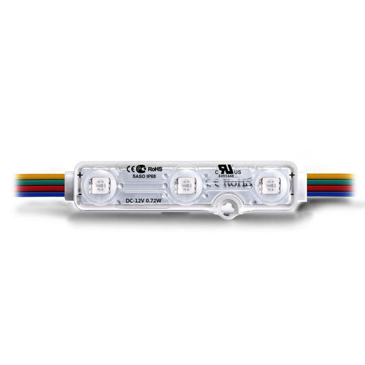 Multi-Color RGB 3 LED Light Modules | 12V - IP68 Waterproof - 3M Tape on the Back (50pcs Pack) - Carrier LED