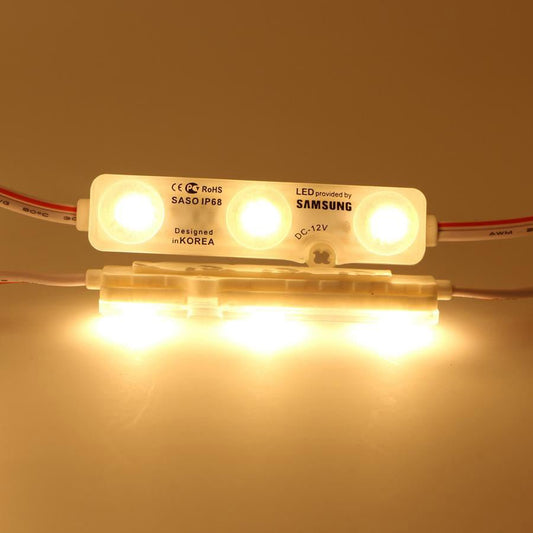 Warm White Color 3 LED Light Modules | 3000K CCT | IP68 Waterproof (100pcs Pack) - Carrier LED